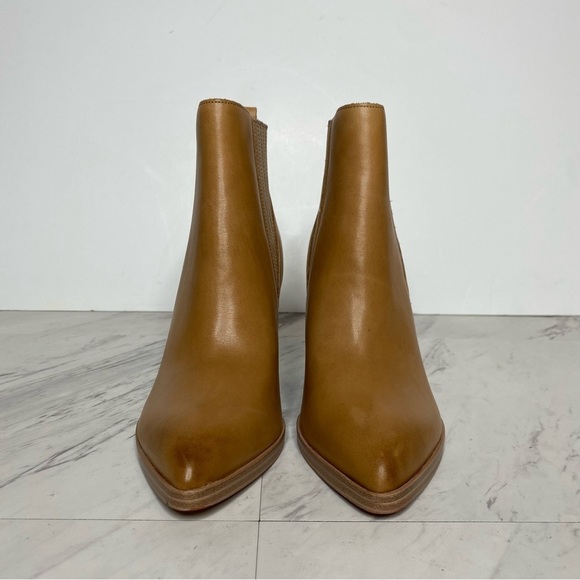 Marc Fisher Alva Brown Leather Heeled Bootie 5 1/2 M - Picture 2 of 14